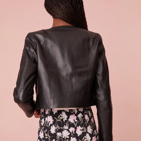 LOVESHACKFANCY Xander Cropped Lamb Leather Jacket Size 12 **FITS LARGE** NWT - Picture 6 of 16